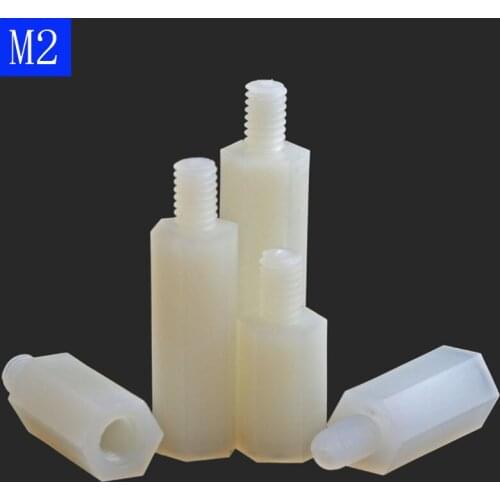 M2 + 5mm White Male-Female Nylon Spacer M3 Hex Column Standoff Support Screws Nut Spacing screws Circuit board