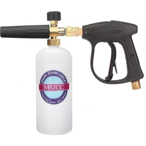 MATCC Snow Foam Gun 1/4" Quick Release Car Washer 1L Bottle High Pressure Foam Washing Pump Soap Lance Spray Can Jet M22-14mm