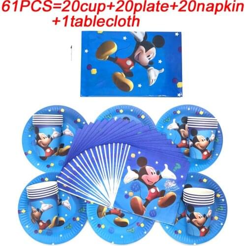Mickey Mouse Birthday Party Supplies Cake Dish Plate Cup Napkin Disposable Tableware Party Favor Decoration For 20 Person Party
