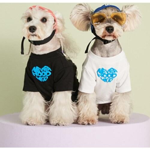 Fashion Pet T-shirt Cloud Love Heart Printing Dog Cats Solid Short-sleeve Clothes for Small Medium Dogs Cute Kitten Pet Costume