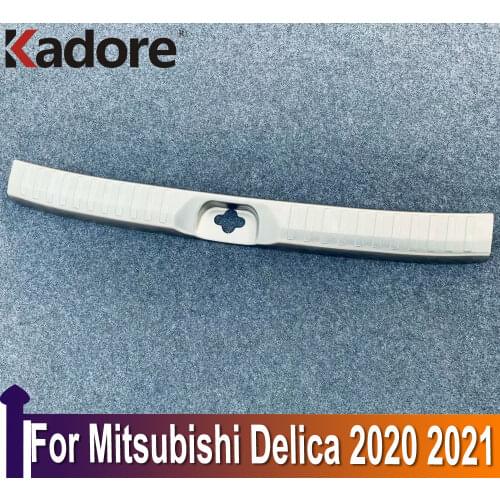 For Mitsubishi Delica 2020 2021 Stainless Steel Inner Rear Bumper Pad Protector Trim Tail Trunk Scuff Plate Cover Car-Styling