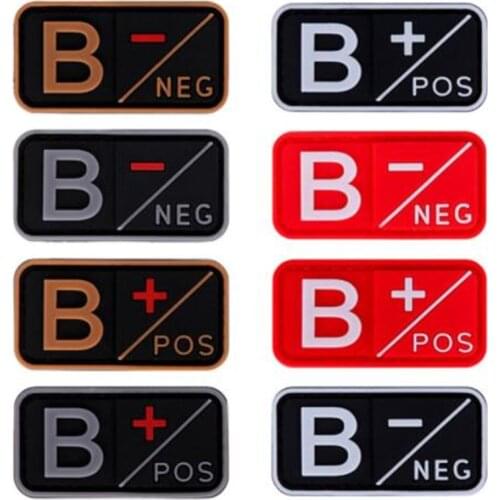 Patch 3D PVC A+ B+ AB+ O+ Positive POS A- B- AB- O- Negative NEG Blood Type Group Patch Military Tactical Rubber Badges
