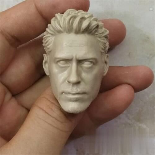 Unpainted 1/6 Scale Movie Character Tony Stark Head Sculpt Model Head Action Figure Dolls For Hot Toys Figure Body