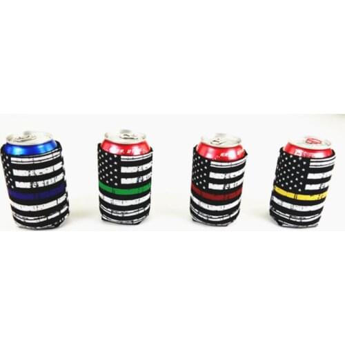 Neoprene America National Flag Can Sleeves Beverage Coolers With Bottom Beer Cup Cover Drinkware Handle LX4974