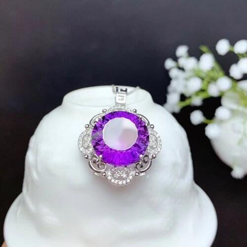 New Arrival Real Natural Amethyst Necklace Pendant 925 sterling silver Fine jewelry Natural And Real Amethyst Necklace