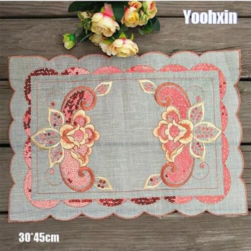 New lace embroidery table place mat cloth coffee pad cup Christmas tea coaster dish placemat sequin doily dining mug kitchen
