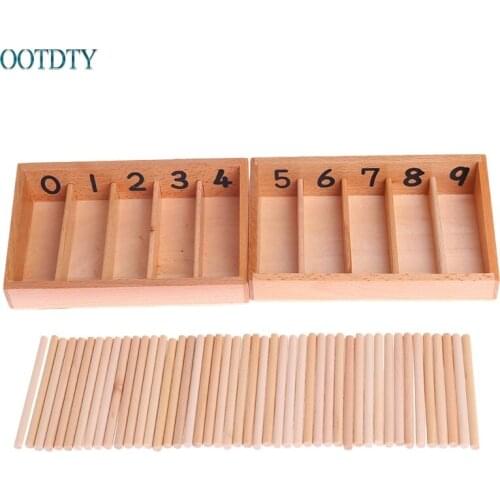 New Montessori Wooden Spindle Box 45 Spindles Mathematics Counting Educational Toy #330