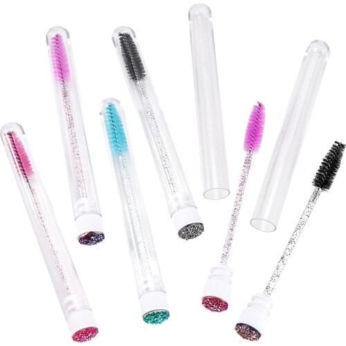 50 pieces of eyelash mascara brush crystal eyebrow brush with tube disposable mascara to extend eyelashes travel supplies