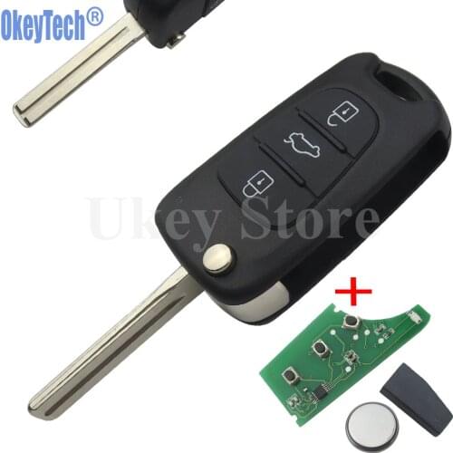 OkeyTech 433MHz 3 Buttons Replacement Flip Remote Key Fob for Hyundai i30 ix35 with ID46 PCF7936 Transponder Chip Free Shipping
