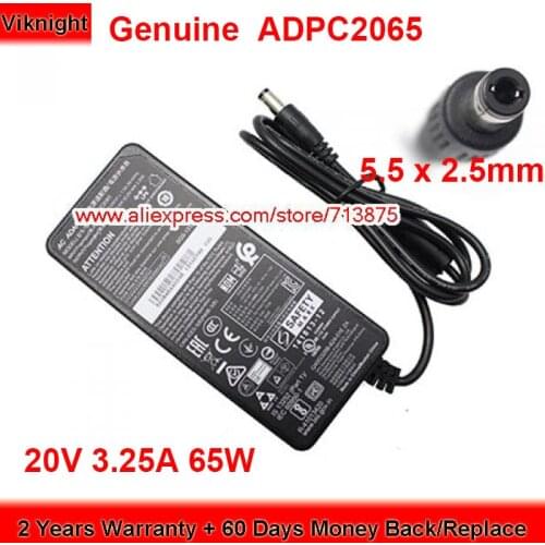 Genuine ADPC2065 65W Charger 20V 3.25A AC Adapter for Aoc 280LM00004 AG322FCX 315LM00019 U2879VF Laptop Power Supply