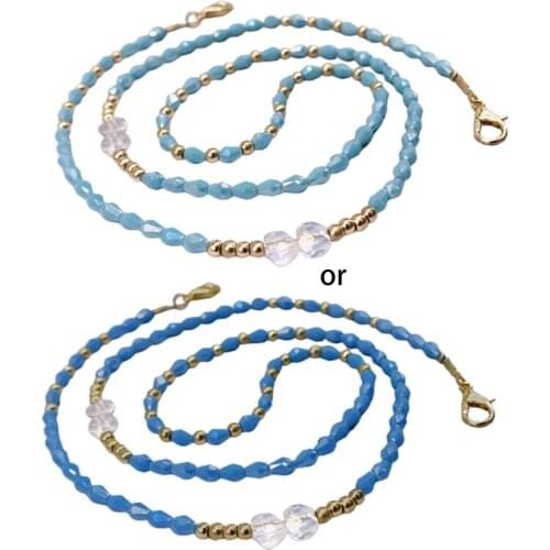 L93F Handmade Braided Imitation Crystal Face Mask Chain Lanyard Eyeglass Anti-Lost Holder Jewelry Beaded Necklace Strap Leash