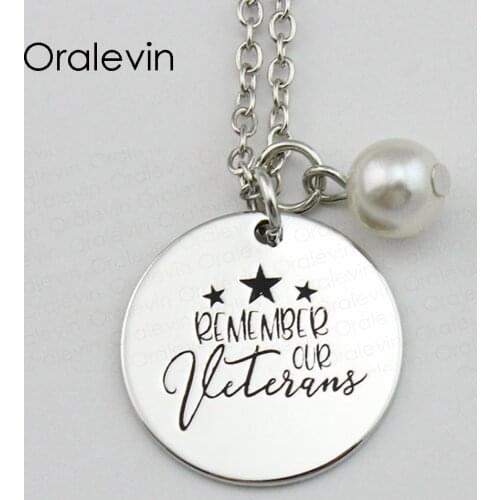 REMEMBER OUR VETERANS Inspirational Hand Stamped Engraved Accessories Custom Pendant Necklace Gift Jewelry,10Pcs/Lot, #LN1606
