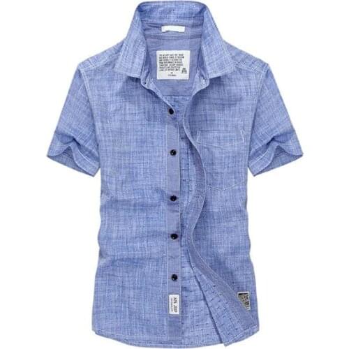 AFS ZDJP Casual shirt men short sleeve camisa masculina Summer cotton solid European style linen shirt Plus size