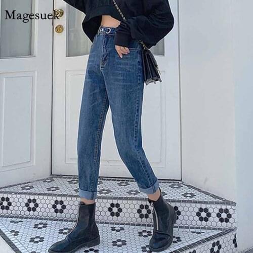 Plus Size High Waist Harem Jeans Autumn New Elastic Slim Women Jeans Korean Style Pocket Casual Trousers Pantalon Femme 11710