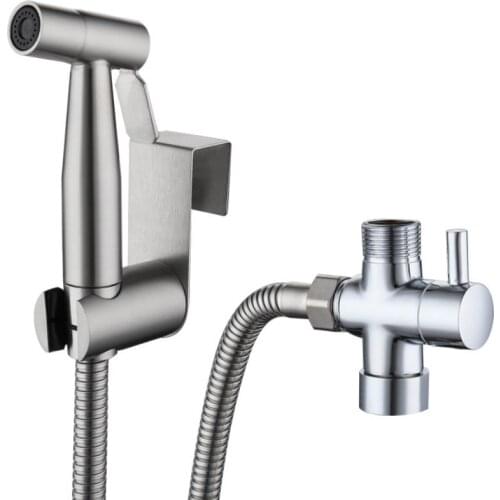 Hand-held toilet bidet sprayer kit for bathroom stainless steel hand bidet faucet manual sprayer shower head self-cleaning