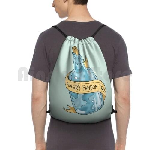 Angry Fandom Tears Backpack Drawstring Bag Riding Climbing Gym Bag Fandom Supernatural Spn Merlin Dr Who Sherlock Hunger