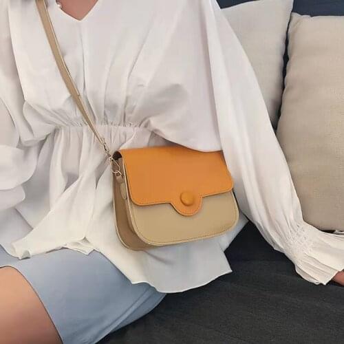 Panelled Saddle Shoulder Bags For Women Retro Solid Color Korean 2021 Autumn Winter New Designer All-Match Cross-Body Bags