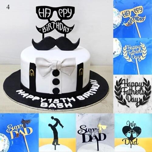 Acrylic Super Dad Cake Topper Happy Fathers Day Cake Topper Best Daddy Fathers Birthday Cupcake Topper Party Cake Decorations