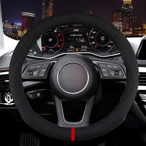 Carbon Fiber Cow Leather Car Steering Wheel Cover For Audi A1 A3 A4 A4L A5 A6L A7 A8 Q3 Q5 Q7 TT