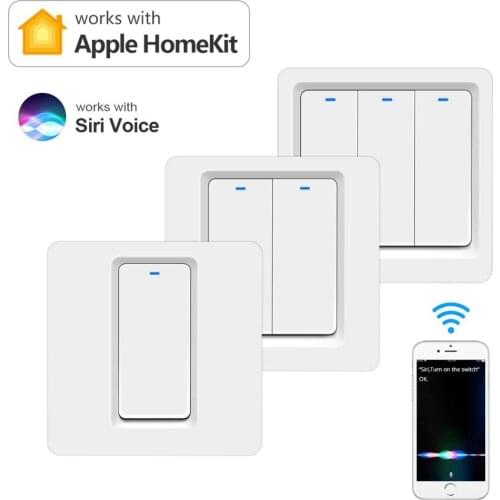 Smart Life Home Wifi Lamp Switch Apple Homekit 1/2/3 Gang Remote Siri Voice Control Led Light Neutral Wire Required Smart Switch