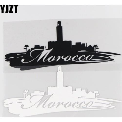 YJZT 22.7×9.3CM Morocco Building Pattern Vinyl Decal Car Sticker Modern Cartoon Accessories Black/Silver 4C-0240