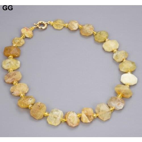 GuaiGuai Jewelry 19" Natural Yellow Opal Rectangle Necklace