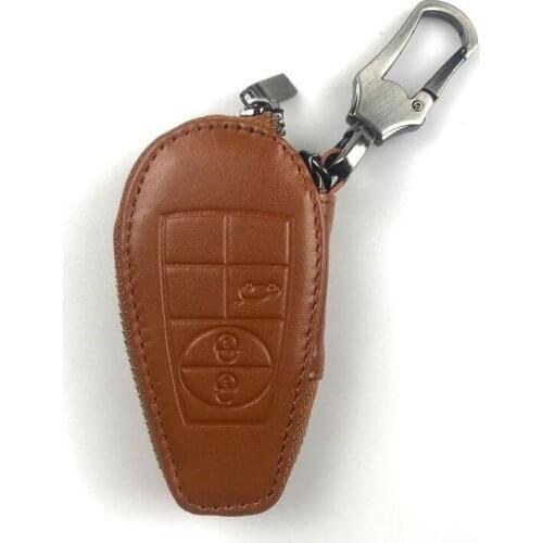 Genuine PU Leather Remote Key Bag Case Protector Keyless Clicker Smart Fob Cover Holder Chain Fit For Dodge Series