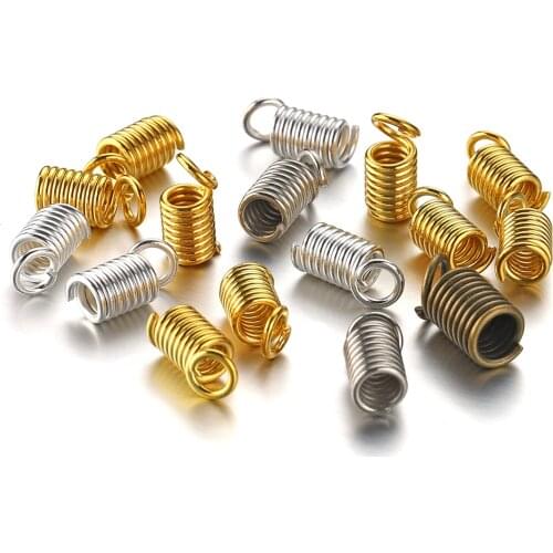 100pcs 4x10mm Spring Clasps Cord Crimp End Caps Fastener Connector For DIY Bracelet Necklace Jewelry Making Supplies Accessories