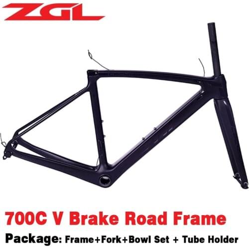ZGL T800 Carbon Fiber Frame Road Racing Bike Frame V Brake Gloss Matte Bicycle Frame 700C Wheel Road Frame 1150g Bicycle Parts