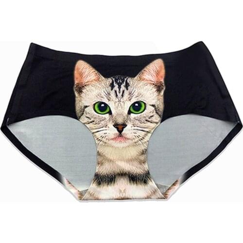 Sexy Pussycat Panties 3d Underwear Clothes Funny Female Anti Emptied Cat Print Women Briefs White Black
