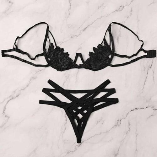 Women Embroidery Bra Panty Set Floral Sexy Lingerie Set Transparent Lace Fashion Underwear Erotic Underwire Ropa Mujer RS80978