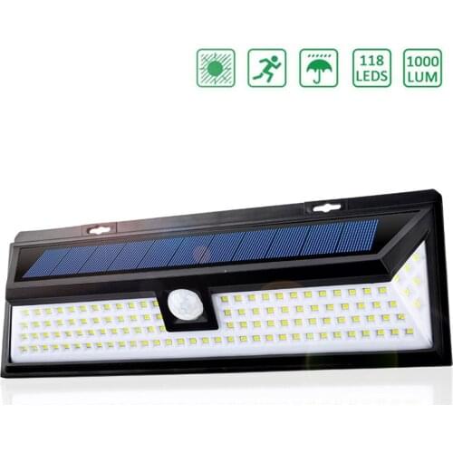 118 LED Solar Light Outdoor Motion Sensor Recharge Light Waterproof LED Wall Solar Lamp For Garden Street Floodlight Home Wall