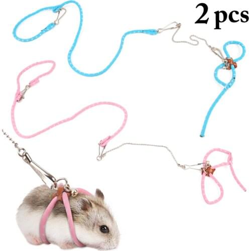 2Pcs Small Animal Leash Harness Adjustable Creative Hamster Leash Squirrel Leash Rabbit Chinchilla Squirrel Chest Lead Long Rope