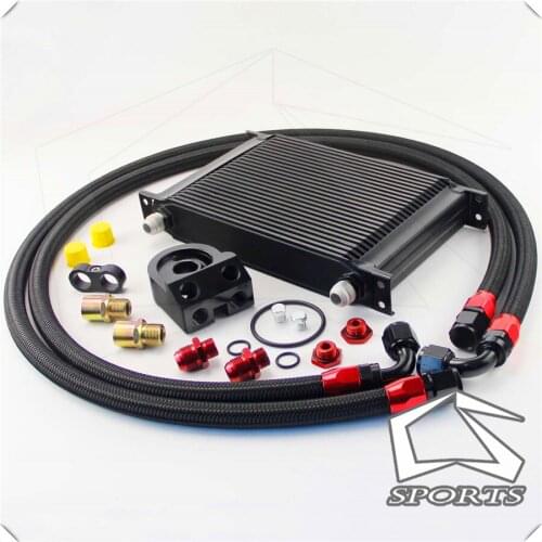 25ROW AN-10AN UNIVERSAL ENGINE TRANSMISSION OIL COOLER BLACK+ FILTER KIT black british type BRAND CSK