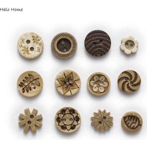 30pcs Multiple Options Round Coconut Buttons Sewing Scrapbooking Clothing Crafts Accessories Handwork Making Decor