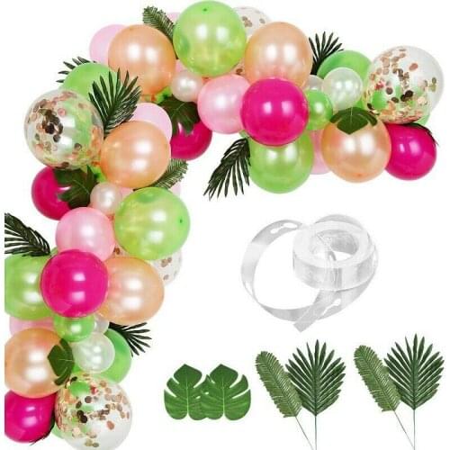 84 Pcs Tropical Hawaiian Pink Green Balloons Garland Arch Kit Designed for Wedding Party Decor
