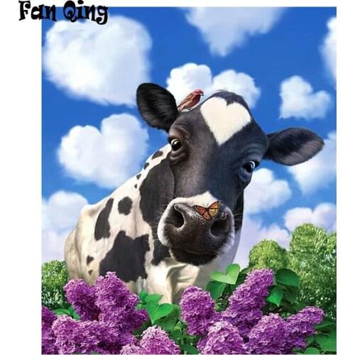 5D DIY Diamond Painting White cloud cows and flowers Mosaic Diamond Embroidery Full Square/round Rhinestone Home Decor Gift