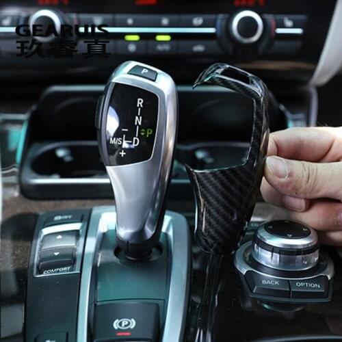 Car Styling Carbon fiber Style Gear Shift Handle Sleeve Buttons Cover Stickers For BMW 3 Series 3GT F30 F34 Interior Accessories