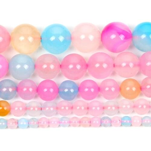 4-12mm Natural Stone Bead Round Smooth Morgan Agates Stone Loose Beads For Jewelry Making DIY Charm Bracelet Necklace Handmade