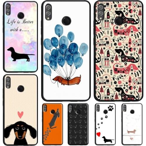 Cartoon Dachshund Sausage Dog Case For Huawei Honor 8X 9X 7X 10i 9 10 20 Lite 7A Pro 7C 8A 8C V20 Y6 Y9 Y7 2019 Nova 5T