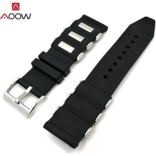 Black Metal Watchband Generic Fashion Sport Silicone Watch Strap Bracelet Replacement Wrist 20mm 22mm 24mm Watchband Belts