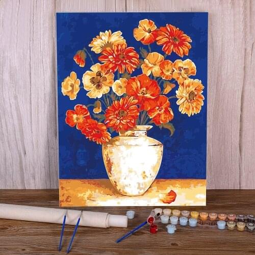 Flower Vase Paint By Numbers Complete Kit Acrylic Paints 50*70 Paiting By Numbers Loft Wall Picture Children Handiwork
