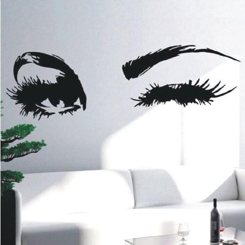 Girl Wall Decals Winking Eye With Long Lashes Wall Sticker Beauty Salon Decoration Wall Mural Eyelash Make Up Wall Sticker AY973