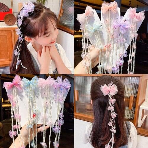 HigoodAntique children hairpin hanfu costume hair cute girls tassel hair clip girl super fairy tire female butterfly