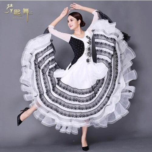 Customized Ballroom Dancing Dress Girls Moden Dance Competition Dresses Female National Standard Dance Dress Long Sleeve D-0358