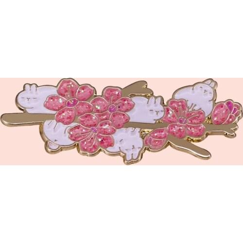 ZF3197 Rabbit Cherry Blossoms Exquisite Jewelry Clothing Accessories Enamel Pin Brooch Creative Denim Coat Lapel Badge Gift