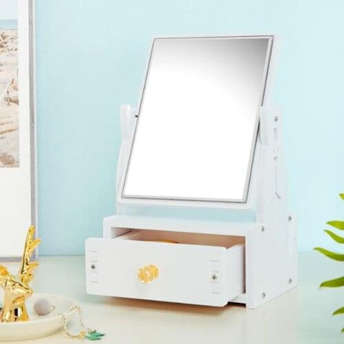 Makeup Mirror Storage Box Desktop Portable HD Makeup Mirror Student Dormitory Desktop Vanity Mirror Storage Box