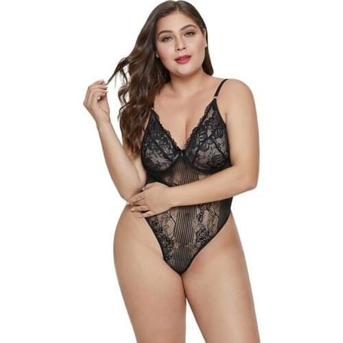 Red/black/white Sweet Floral Plus Size L-5XL Bodysuit Cut Out Rompers Club Womens Backless Body Top Overalls Feminino Playsuit