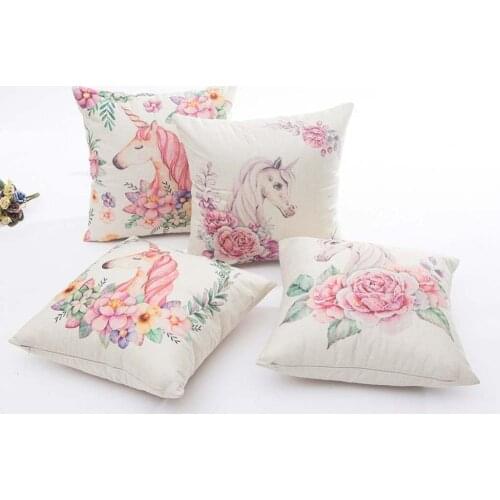 Creative Unicorn Decorative Pillowcase Cute Unicorn Throw Pillow Case Cotton Linen Pillow Case Cover kussensloop almohada ZT234