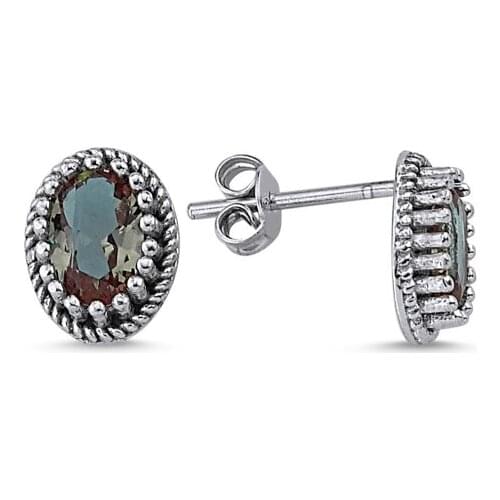 KUTAYDAN Oval Zultanite Engagement Earrings 925 Sterling Silver